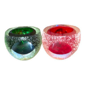 Holiday Spirit Red & Green Geode Votive‎ Candle Holder’s Tea light  Art Glass